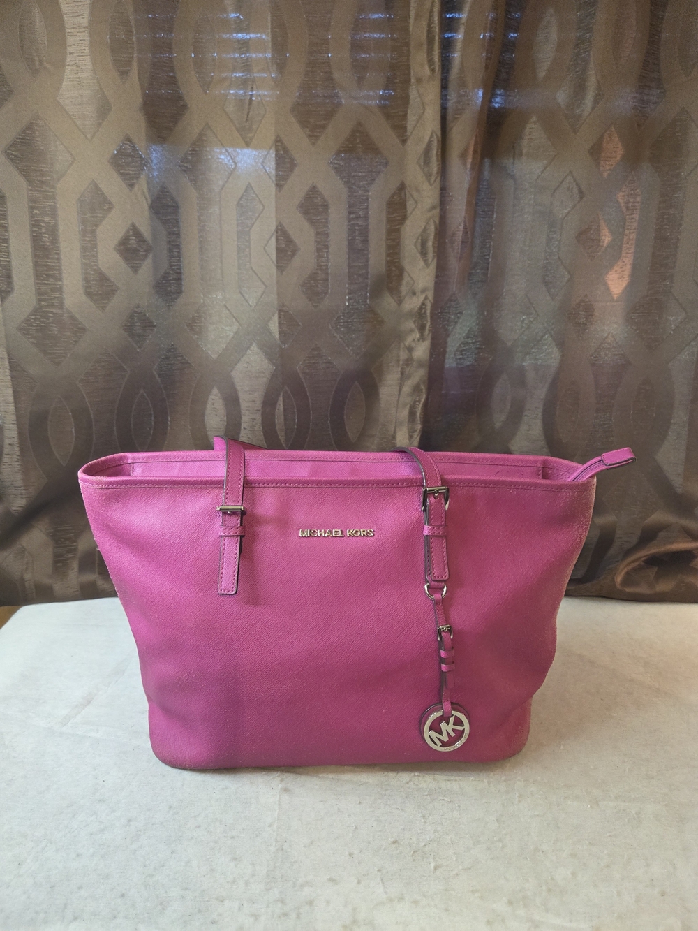 Michael Kors Pink Saffiano Leather Tote Bag-PROJECT